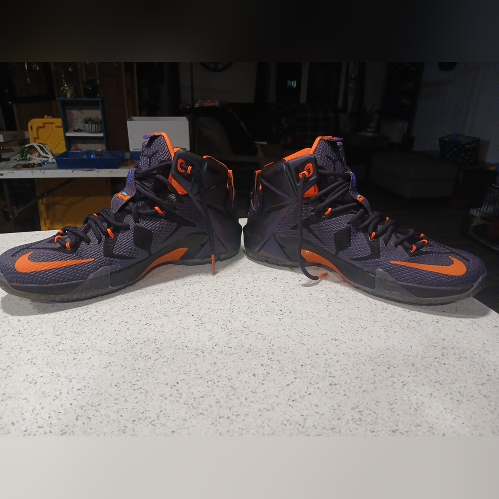 Nike LeBron Basketball Shoes - Dark Purple with Orange Accents - Picture 5 of 8